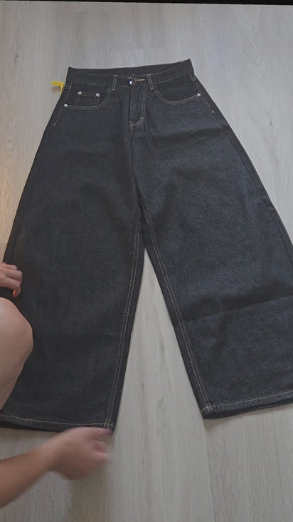 Long Black Denim Raw V2