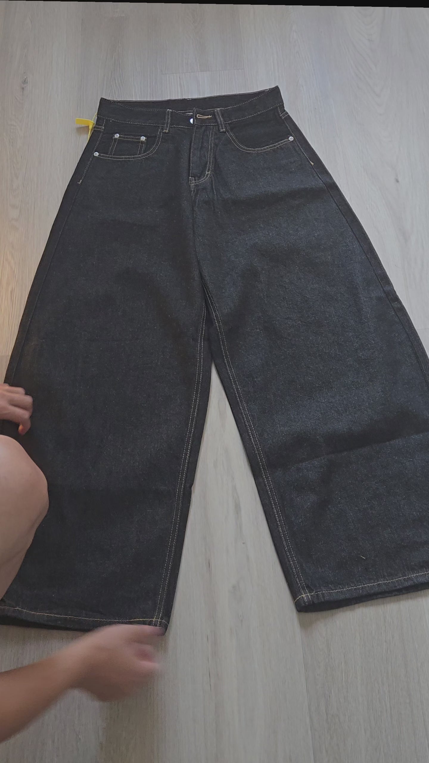 Long Black Denim Raw V2